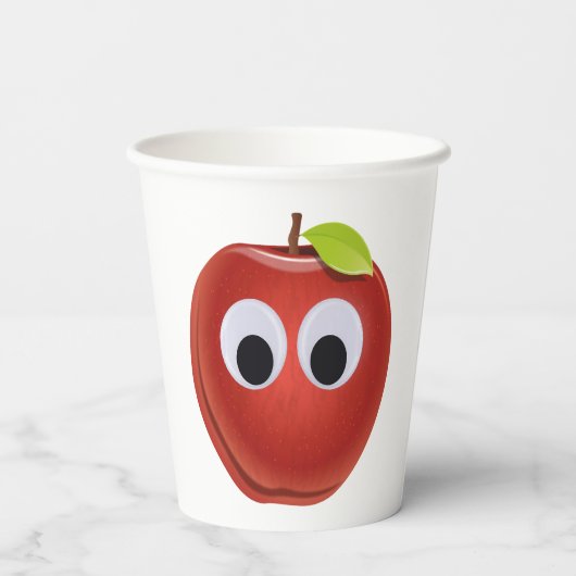目をグーグルで赤いリンゴパーソナライズされた- 紙コップ (裏面)