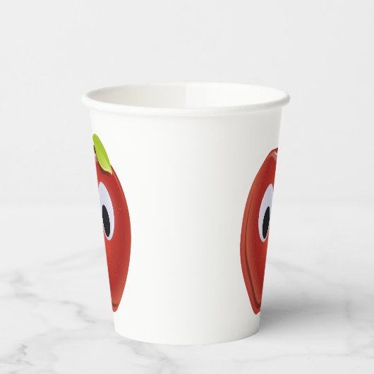 目をグーグルで赤いリンゴパーソナライズされた- 紙コップ (左)