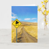 目を上げて豚が飛ぶかもしれない カード (黄色い花)