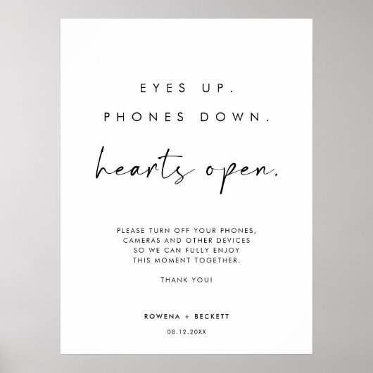 目を上げる電話を下げるハートを開くプラグ抜き式 ポスター (正面)