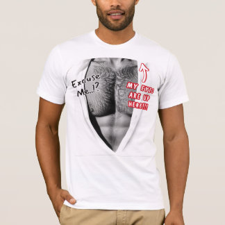 目を上に白おもしろい Tシャツ