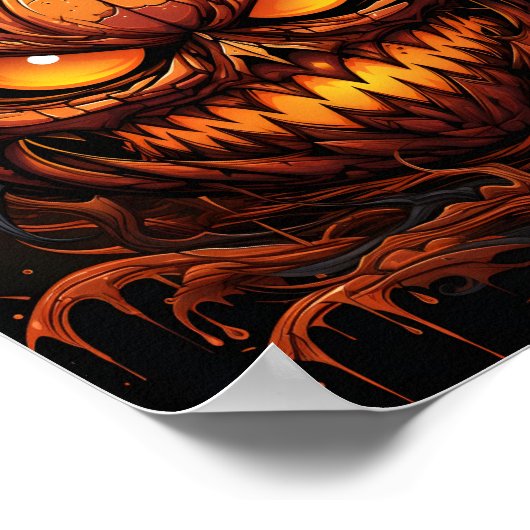 目を使ったマンガのハロウィーンの怖い不気味かぼちゃ ポスター (角)