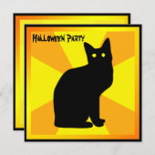 目を光らせる黒猫 - 招待状 (正面/裏面)