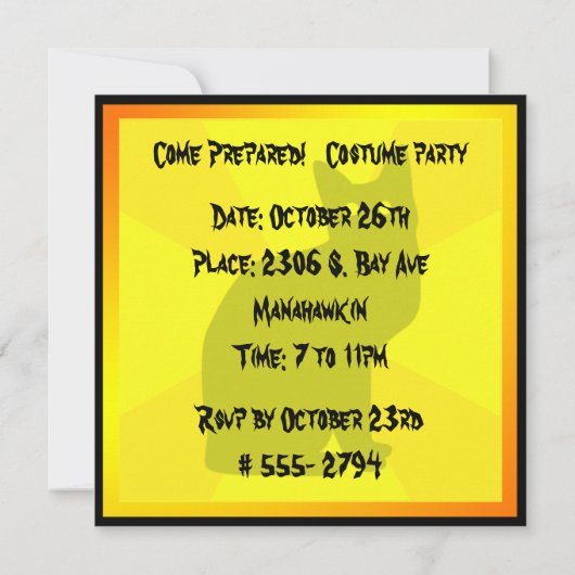 目を光らせる黒猫 - 招待状 (裏面)