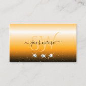 目を引くオレンジ色の黒スパークル宝石モノグラム 名刺 (正面)