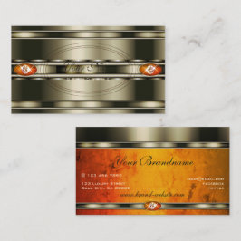 目を引くクロムエフェクトオレンジ色の大理石パターン 名刺