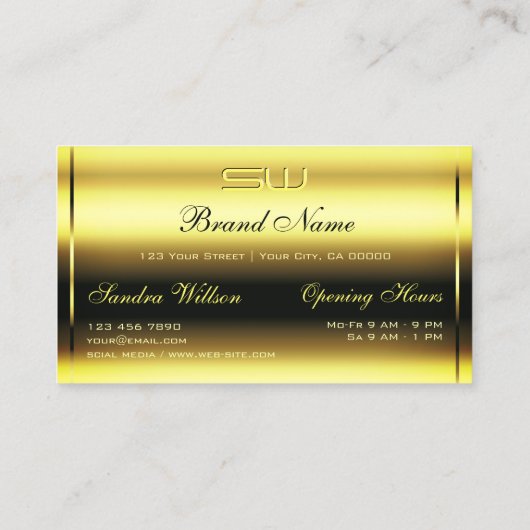 目を引くシメリーゴールデンフェイクと3Dイニシャル 名刺 (裏面)