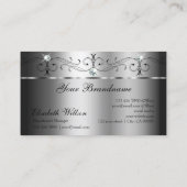 目を引くシルバーの四角い宝石とロゴ 名刺 (裏面)