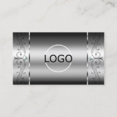 目を引くシルバーの角ばった宝石のロゴとフォート 名刺 (正面)
