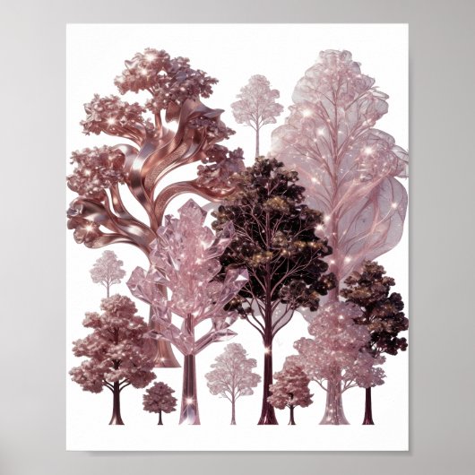 目を引くシルバーのPINK TREE FOREST ポスター (正面)