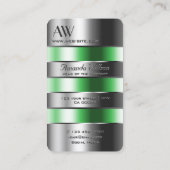 目を引くシルバーグリーン缶イニシャル 名刺 (裏面)