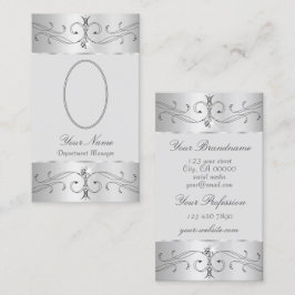 目を引くシルバーグレイ華美オーナメントにフォートを追加 名刺
