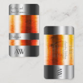 目を引くシルバーボックスオレンジ色の液体と文字 名刺 (正面/裏面)