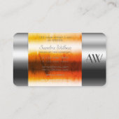 目を引くシルバーボックスオレンジ色の液体と文字 名刺 (裏面)