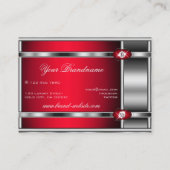 目を引くシルバー効果と赤グラデーション色 名刺 (裏面)