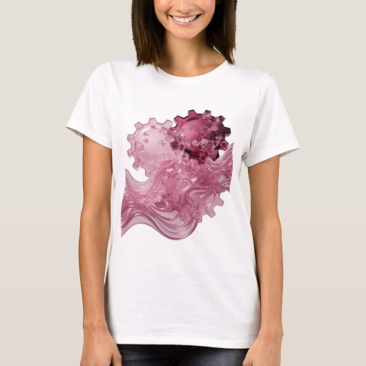 目を引くシルバー抽象芸術ステートメントデザイン Tシャツ (正面)