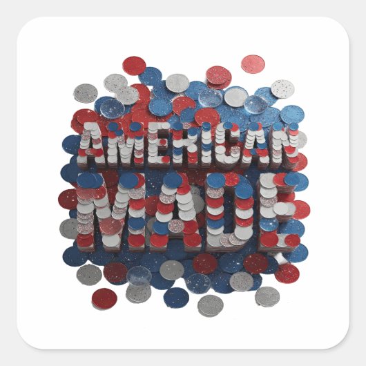 目を引くシルバー AMERICAN MADE デカール デザイン スクエアシール (正面)