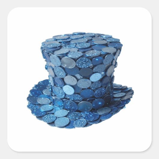 目を引くシルバー BLUE COINS HAT ステッカー アート (正面)