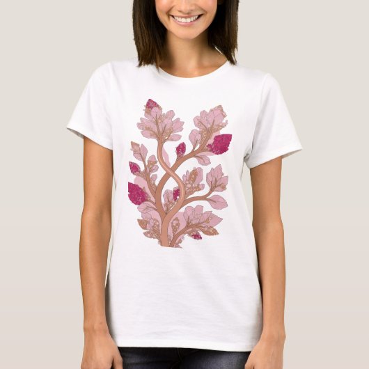 目を引くシルバーCRYSTAL TREE デザイン Tシャツ (正面)