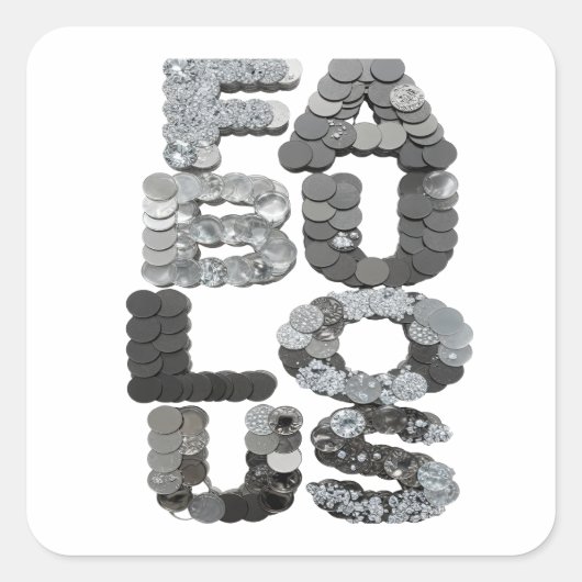 目を引くシルバーFABULOUSスクエアステッカー スクエアシール (正面)