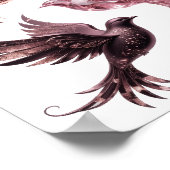 目を引くシルバーTHREE+PINK+BIRDSデザイン ポスター (角)