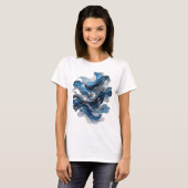 目を引くシルバーWATER WAVE グラフィックTシャツ Tシャツ (正面フル)