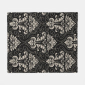 目を引くダマスクシームレスパターン フリースブランケット (正面(横))