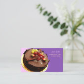 目を引くチョコレートケーキ、パン屋さんの名刺 名刺 (スタンド正面)