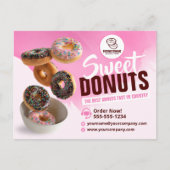 目を引くピンクのドーナツ専門店 甘いお菓子たち ポストカード (正面)