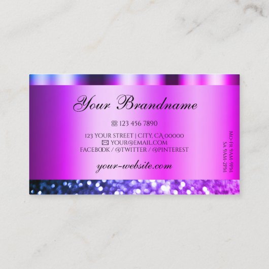 目を引くピンクパープルスパークルグリッター派手 名刺 (裏面)