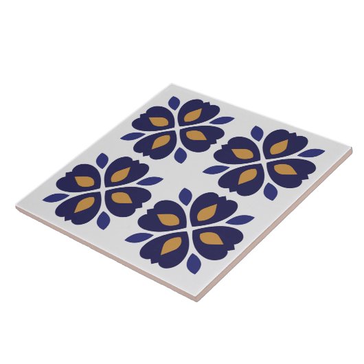 目を引くフローラアズレヨスのポルトガル海軍の青 タイル (側面)