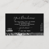 目を引くブラックシルバースパークルグリッター追加ロゴ 名刺 (裏面)