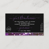 目を引くブラックパープルスパークルグリッター追加ロゴ 名刺 (裏面)