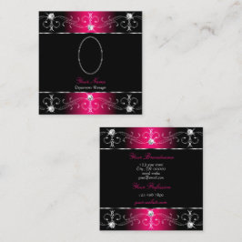 目を引くブラックピンクの華美オーナメント写真を追加 スクエア名刺