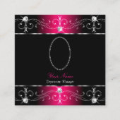目を引くブラックピンクの華美オーナメント写真を追加 スクエア名刺 (正面)