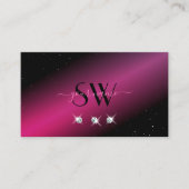 目を引くブラックピンクスパークルダイヤモンドモノグラム 名刺 (正面)