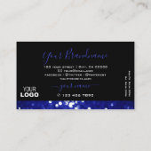 目を引くブラックブルーきらめくグリッター追加ロゴ 名刺 (裏面)