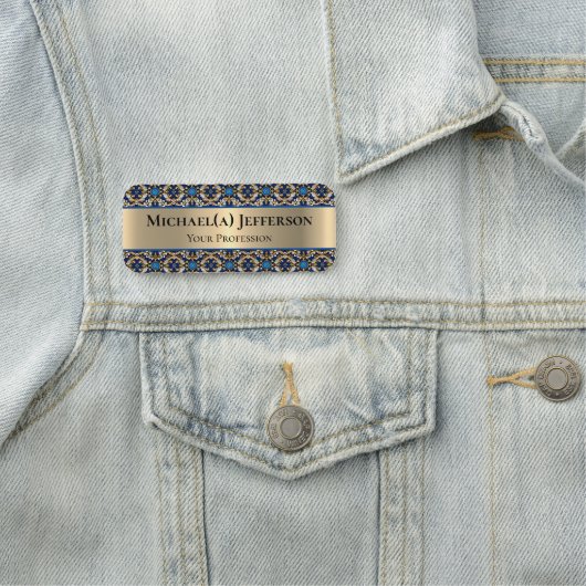 目を引くラグジュアリーゴールド:ロイヤルブルーバロック様式 名札 (インサイチュ)