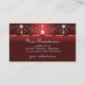 目を引くルビー赤い四角い宝石モノグラム 名刺 (裏面)