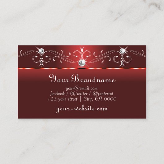 目を引くルビー赤い四角い宝石モノグラム 名刺 (裏面)