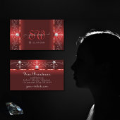 目を引くルビー赤い四角い宝石モノグラム 名刺