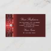 目を引くルビー赤い角ばった宝石の装飾品 名刺 (裏面)