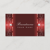 目を引くルビー赤い角ばった宝石の装飾品 名刺 (正面)