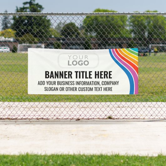 目を引くレインボー波ビジネスカスタムロゴ 横断幕 (インサイチュ)