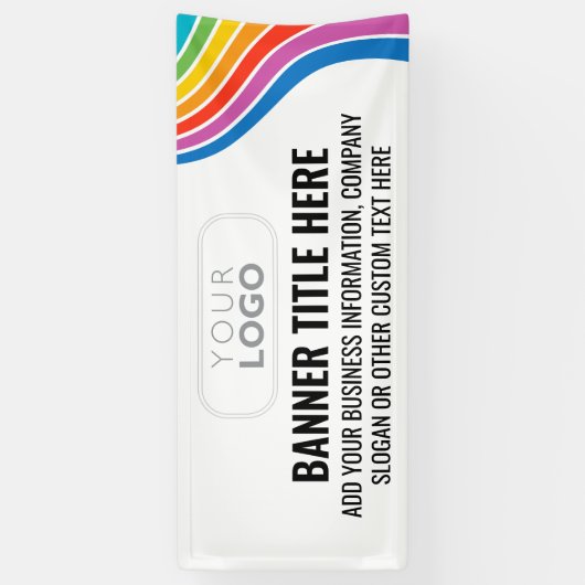 目を引くレインボー波ビジネスカスタムロゴ 横断幕 (縦)