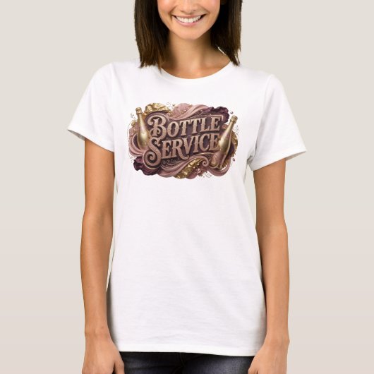 目を引くレッドBOTTLE SERVICE Tシャツデザイン Tシャツ (正面)