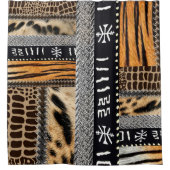 目を引く動物の模型による幾何学模様 シャワーカーテン (正面)