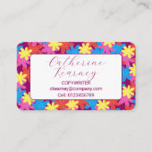 目を引く小さな花柄と会社のロゴ 名刺 (正面)