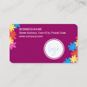 目を引く小さな花柄と会社のロゴ 名刺 (裏面)