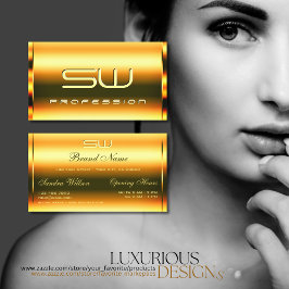 目を引く明るい輝くオレンジとモノグラム 名刺